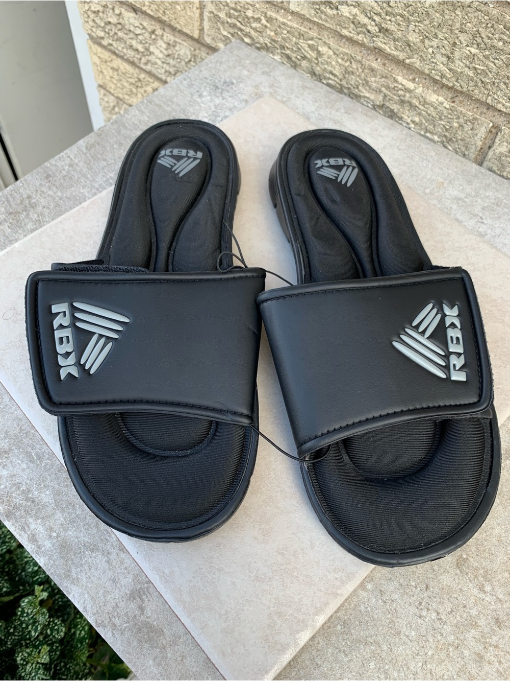 RBX Men's Black Slide Sandals - Adjustable Strap size 9/10